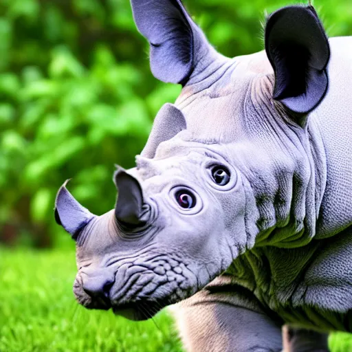 Prompt: hybrid between a cat and a rhinoceros