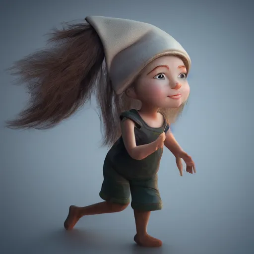 Prompt: gnome girl, hyperrealistic photo, octane render, dynamic lighting