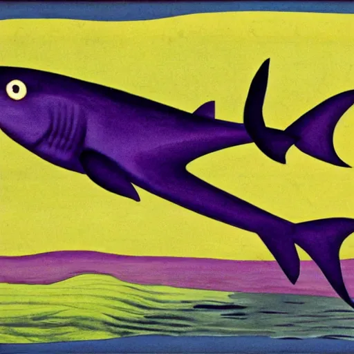 Image similar to a scary purple shark by charles e. burchfield