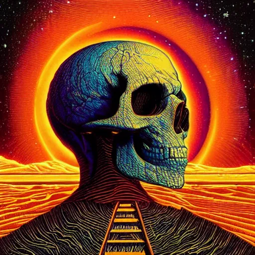 Image similar to ngc 3132 melting mysterious skull landscape by Casey Weldon, dan mumford 8k ultra high definition, upscaled, perfect composition , golden ratio, edge of the world, image credit nasa nat geo