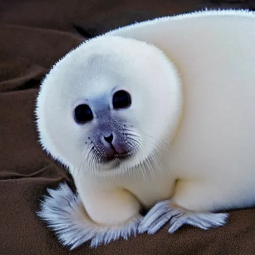 Image similar to a baby harp seal with monkeypox, medical textbook photo