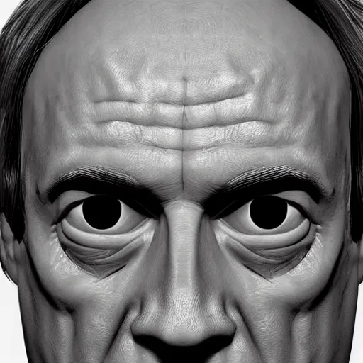 Image similar to “ fisheye lens photorealistic closeup 8 k of saul goodman 3 d model face ”