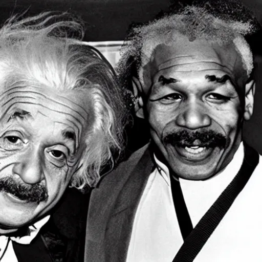 Prompt: albert einstein doing karate with mike tyson