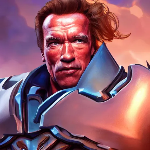 Prompt: a screenshot of arnold schwarzenegger as reinhardtin overwatch, portrait, fantasy, beautiful face, vivid colors, elegant, concept art, sharp focus, digital art, hyper - realistic, 4 k, unreal engine, highly detailed, hd, dramatic lighting by brom, trending on artstation