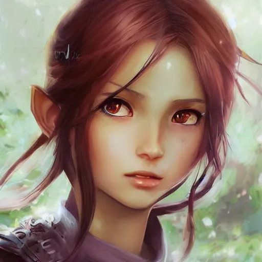 Image similar to portrait anime elven warrior girl, cute - fine - face, pretty face, realistic shaded perfect face, fine details. anime. realistic shaded lighting by ilya kuvshinov giuseppe dangelico pino and michael garmash and rob rey, iamag premiere, aaaa achievement collection, elegant, fabulous, eyes open in wonder.