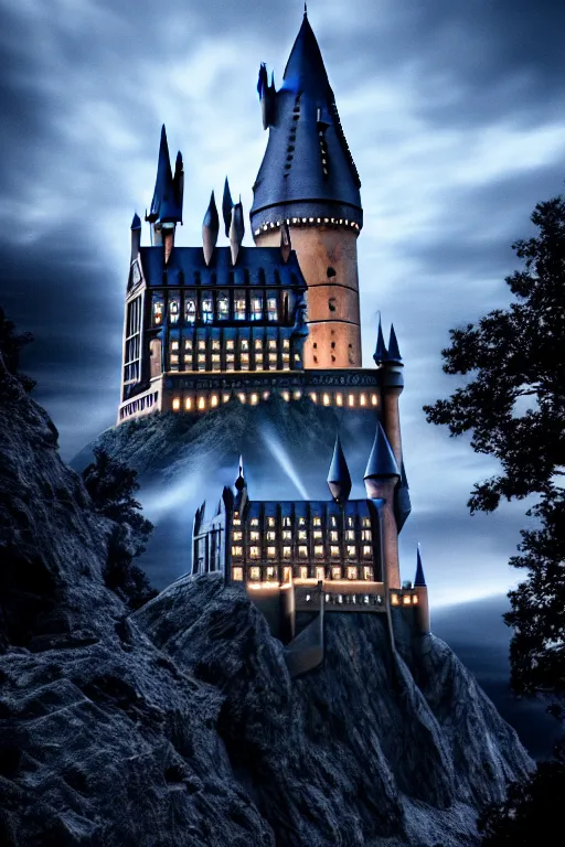 Prompt: a dslr photo of a hogwarts castle under attack, atmospheric, realistic, 4 k