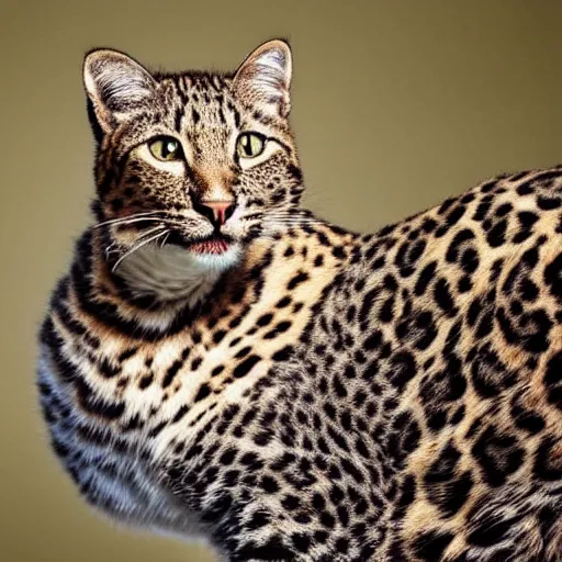 Image similar to cat with a head of a leopard, national geographic