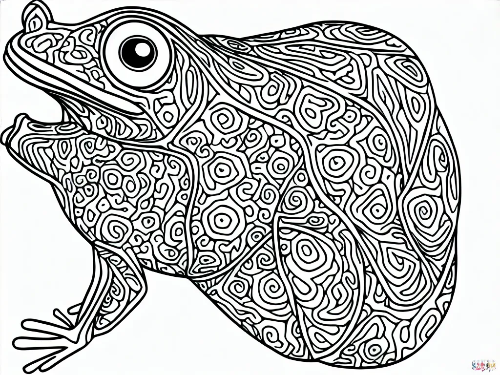 Image similar to beautiful frog, ornamental, fractal, line art, vector, outline, simplified, colouring page