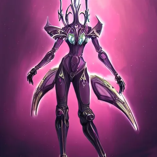 Image similar to highly detailed exquisite fanart, of a beautiful female warframe, but as an anthropomorphic elegant robot female dragoness, glowing eyes shiny, and smooth off-white plated armor, bright Fuchsia skin beneath the armor, sharp claws, robot dragon four fingered hands, and robot dragon three clawed feet, standing elegant pose, full body and head shot, epic cinematic shot, professional digital art, high end digital art, singular, realistic, DeviantArt, artstation, Furaffinity, 8k HD render, epic lighting, depth of field