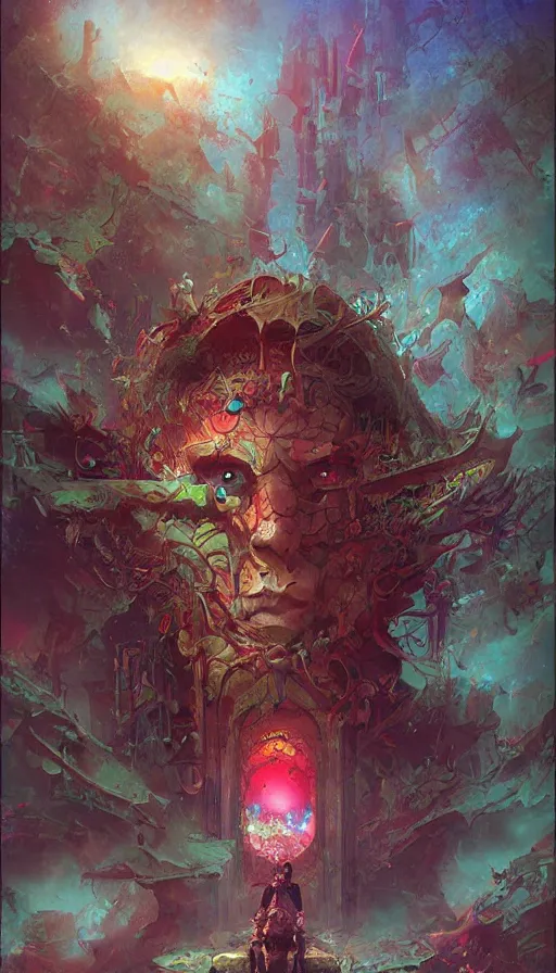 Prompt: psytrance artwork, by marc simonetti