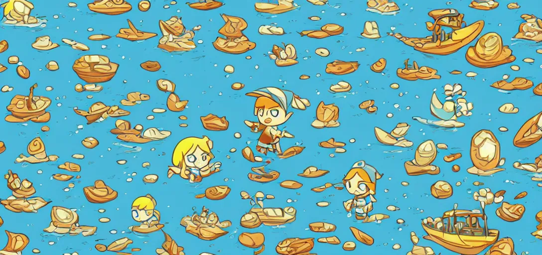 Image similar to pattern of water in the style of wind waker, no characters, just water, animal crossing, ghibli