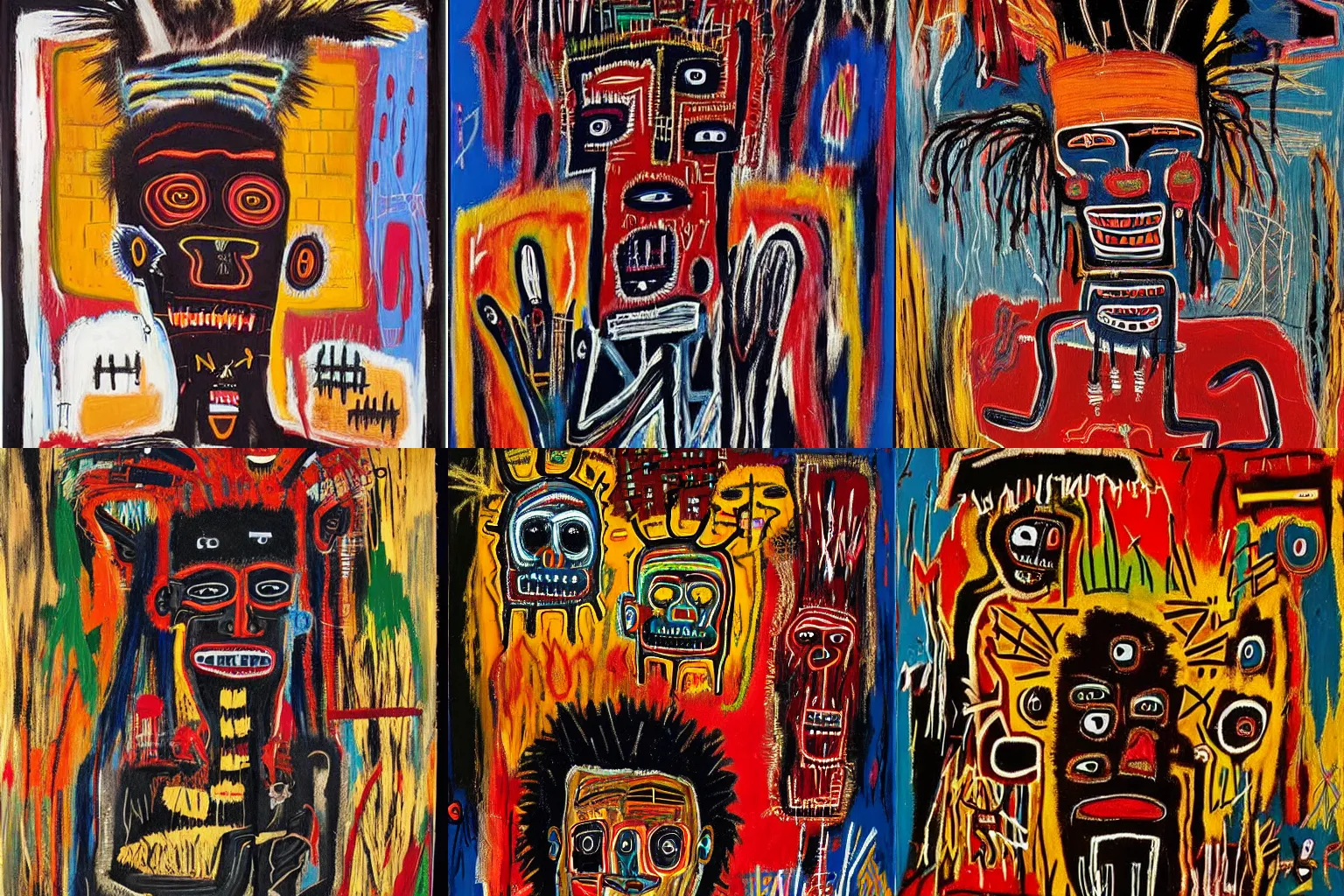 Image similar to extremely highly detailed African voodoo paintings by Jean-Michel Basquiat