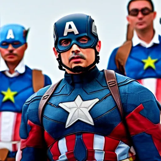 Image similar to Pedro Sánchez as Captain America