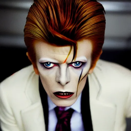 Image similar to a photo of kira yoshikage played by david bowie, elegant, fabulous, award winning