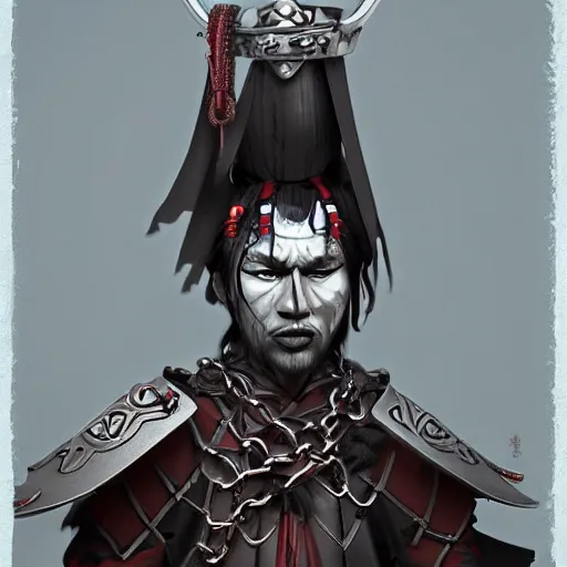 Image similar to Samurai chains ink undead, artstation, cgstudio