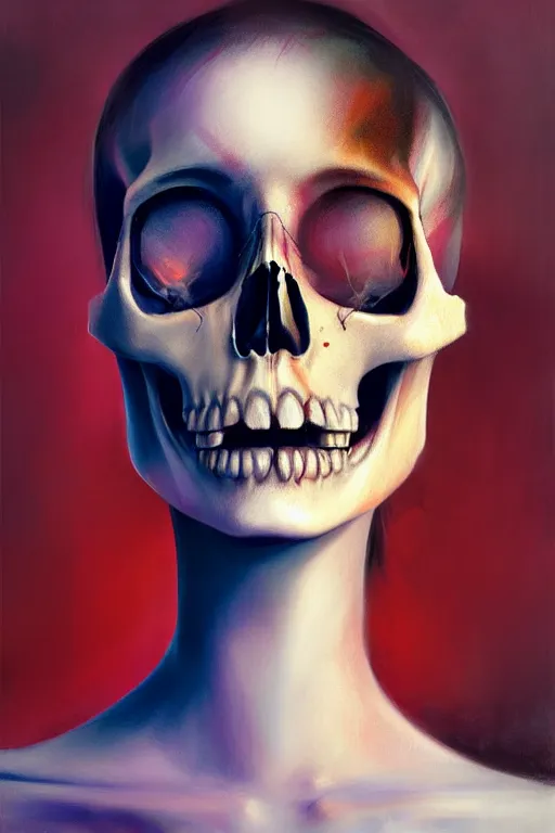 Image similar to attractive portrait skull girl by petros afshar, hyper real, leng jun and singer sargent
