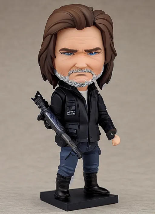 Image similar to kurt russell, a nendoroid of kurt russell figurine, arctic parka, flame thrower, john carpenters the thing, realistic face, detailed product photo