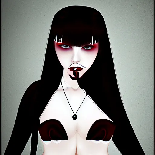 Image similar to portrait of a female modern vampire looking seductive at the camera by sana takeda