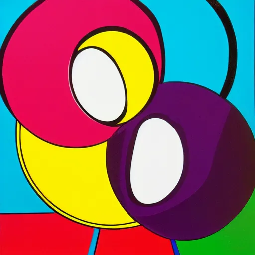 Image similar to pop art painting of two bubble sensual