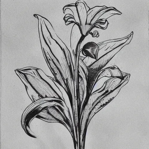Prompt: ink drawing of a lilium