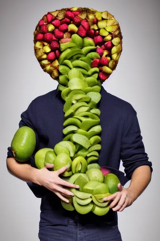 Image similar to 📷 joe keery as kiwi fruit 🥝, made of food, head portrait, dynamic lighting, 4 k