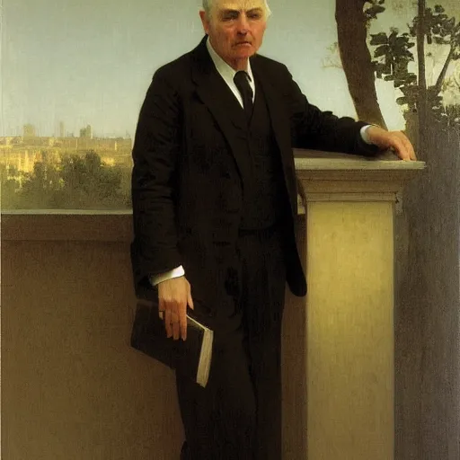 Prompt: old man in a suit, by bouguereau