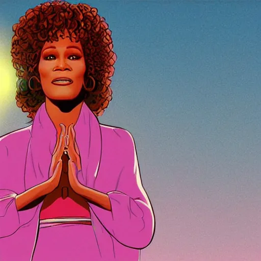 Image similar to whitney houston retro minimalist portrait! moebius starwatcher comic by jean giraud, portrait 8 k