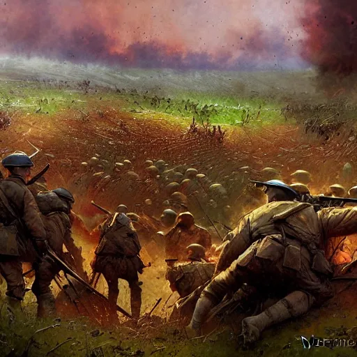 Prompt: The battle of the Somme by Marc Simonetti