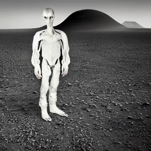 Image similar to an amazing award winning portrait photo of an alien on an unknown planet