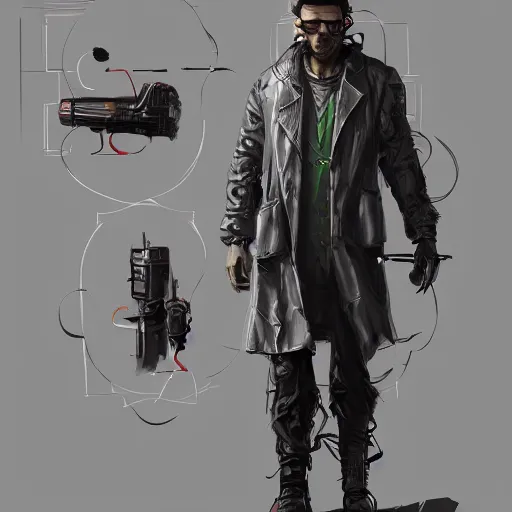 Image similar to concept art of cyberpunk scientist by jama jurabaev, brush stroke, scifi accessories, trending on artstation, symmetry, high quality, extremely detailed