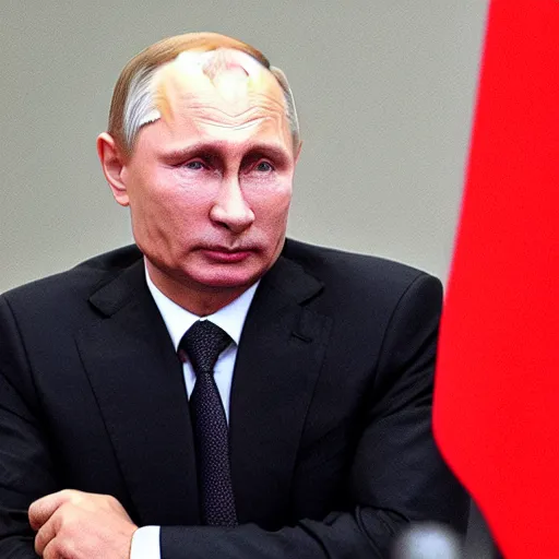 Prompt: Vladimir Putin is very sad, photograph