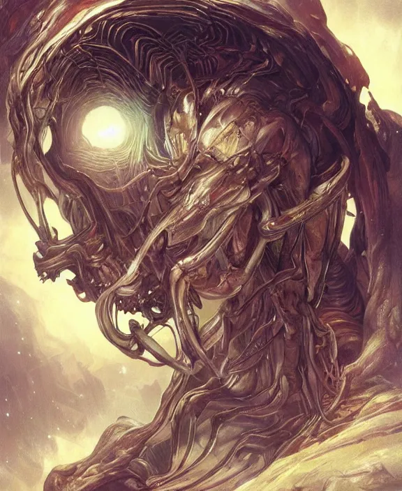 Prompt: portrait of a shining predatory insect alien monster, muscles, rippling, milky way environment, ultra realistic, concept art, intricate details, eerie, highly detailed, photorealistic, octane render, 8 k, unreal engine. art by artgerm and greg rutkowski and alphonse mucha