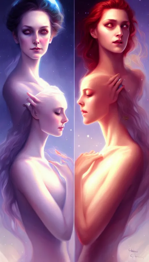 Prompt: the two complementary forces that make up all aspects and phenomena of life, by Charlie bowater