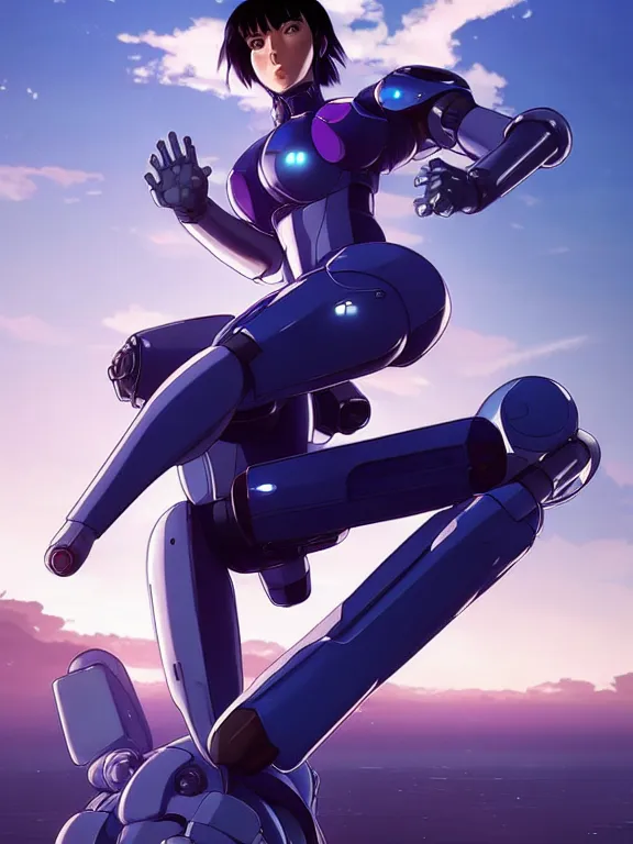 Prompt: a fullbody action still of motoko kusanagi riding on top of a tachikoma, the major ghost in the shell : : stand alone complex, under repairs, maintenance : : by ilya kuvshinov, rossdraws, artgerm, sola digital arts, anti aliasing, raytracing : :