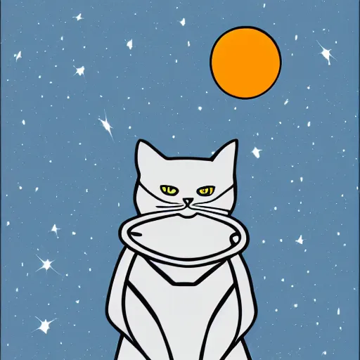 Image similar to a cat wearing a space suit while floating in space, digital art