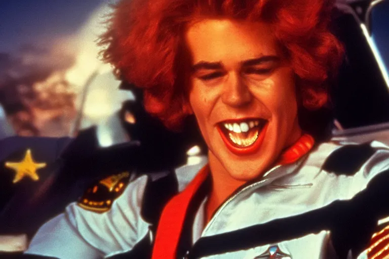 Image similar to ronald mcdonald in top gun ( 1 9 8 6 ), cinematic lighting, high contrast, 4 k hdr imax cinematography