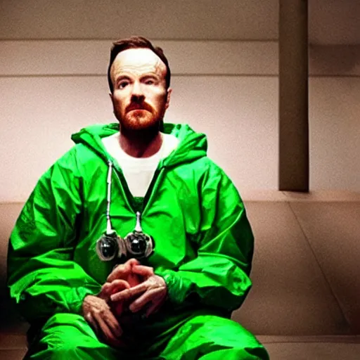 Image similar to a movie still shot of bryan cranston as jesse pinkman