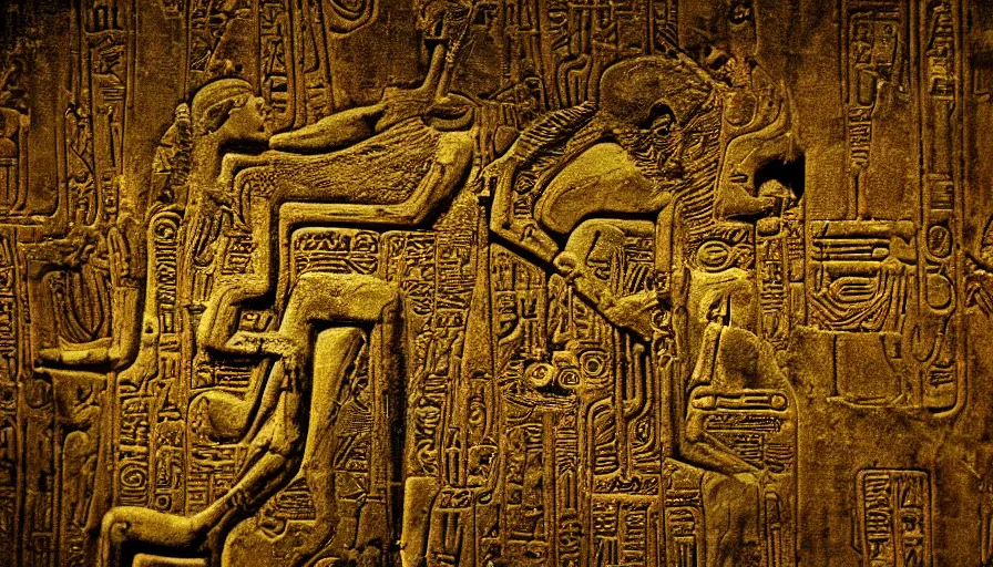 Prompt: h. r. giger hieroglyphs, sorrow intense likely, gold plated, sense of decay given, throw into the abyssal despair, various refining techniques, micro macro auto focus, top photography photo art gallery, realistic photo, insane detail