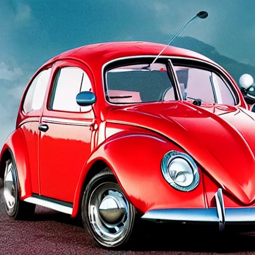 Image similar to a hybrid lady bug and'herbie the love bug'car, imax, 7 0 mm, movie still