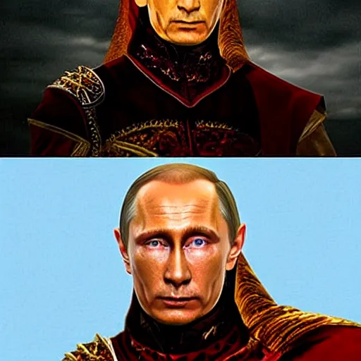 Image similar to vladimir putin as sauron in lord of the rings