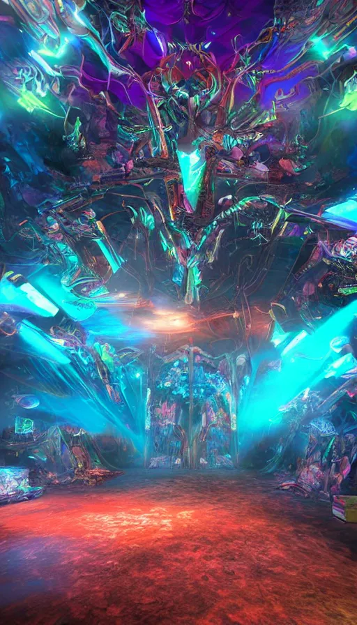 Image similar to psytrance artwork, with unreal engine