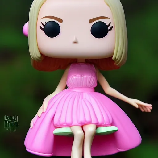 Prompt: skinny 19 years old white redhead girl in a pink sundress funko pop highly detailed closeup photo