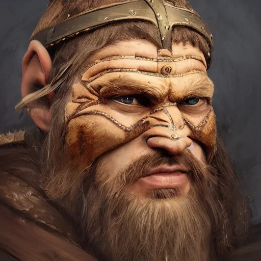 Prompt: painting portrait of a viking wearing a wood mask, artstation, ultra detailed