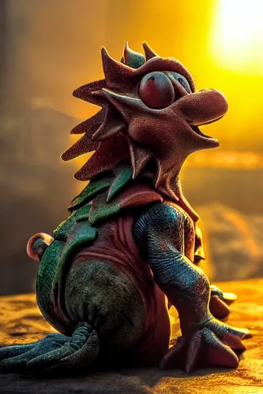 Image similar to very very intricate photorealistic photo of yoshi in an episode of game of thrones, photo is in focus with detailed atmospheric lighting, award - winning details