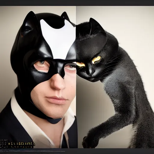 Image similar to catman, studio photoshoot