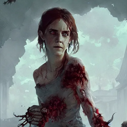 Image similar to zombie emma watson geog darrow greg rutkowski