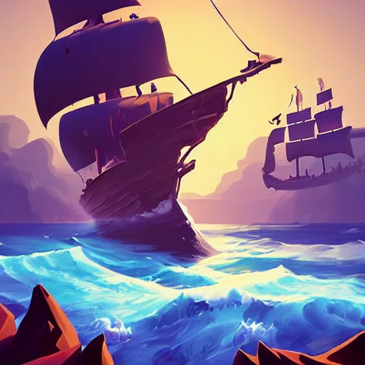 Image similar to painting treasure on sea of thieves game smooth median photoshop filter cutout vector, behance hd by jesper ejsing, by rhads, makoto shinkai and lois van baarle, ilya kuvshinov, rossdraws global illumination