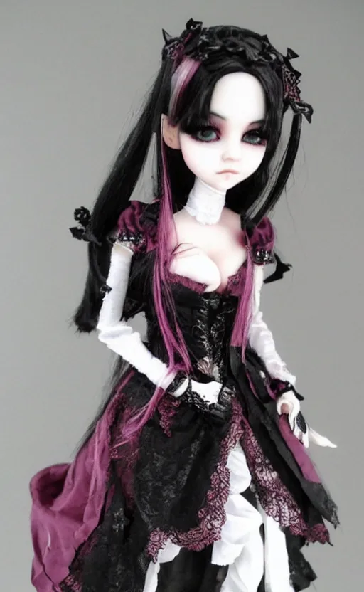 Prompt: dollfie in gothic dress