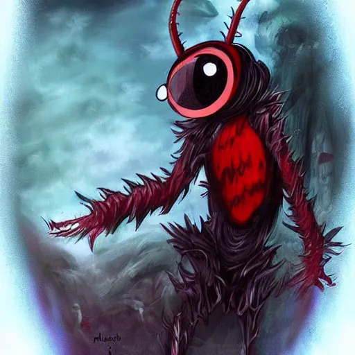 Image similar to ladybug as a monster, fantasy art style, scary atmosphere, nightmare - like dream ( anime style )