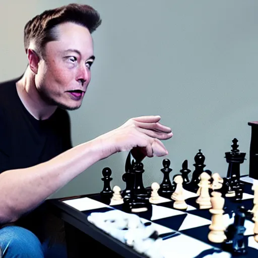 Image similar to photo of elon musk playing chess in cyberspace, 4 k